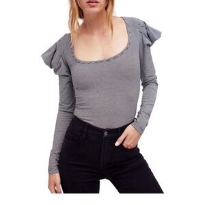 NWT FREE PEOPLE Penelope Striped Puff Shoulder Long Sleeve